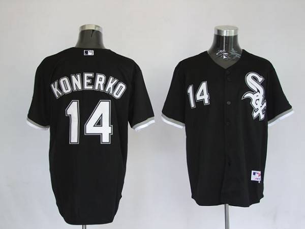 White Sox #14 Paul Konerko Stitched Black MLB Jersey - Click Image to Close